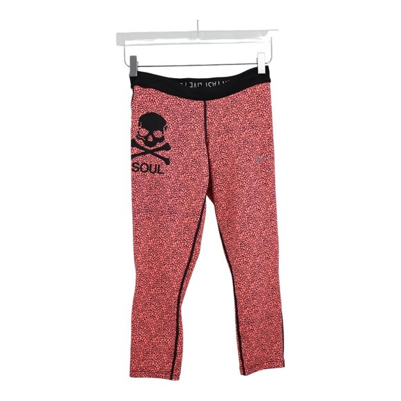 Nike Dri Fit Soul Cycle Womens Pink Printed Relay Capri Leggings Size Small - Picture 1 of 8